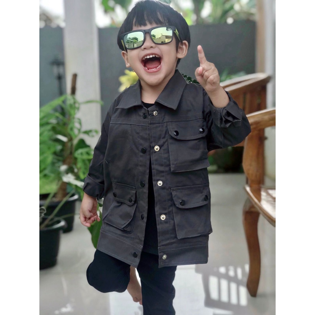 JAKET KEMEJA PARKA ANAK BAHAN TWILL KANCING USIA 2-6 TAHUN