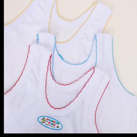 6 Pcs Singlet Bayi Wonder Kids Anak Baru Lahir | Kaos Dalam Pakaian Dalam Balita Laki Perempuan Baby New Born | Open | Setengah