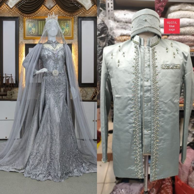 CAUPLE TERLARIS GAUN DRESS JUBAH BEREKOR |BAJU PENGANTIN TERBARU|KEBAYA DRESS COUPLE|GAUN  MUSLIMAH