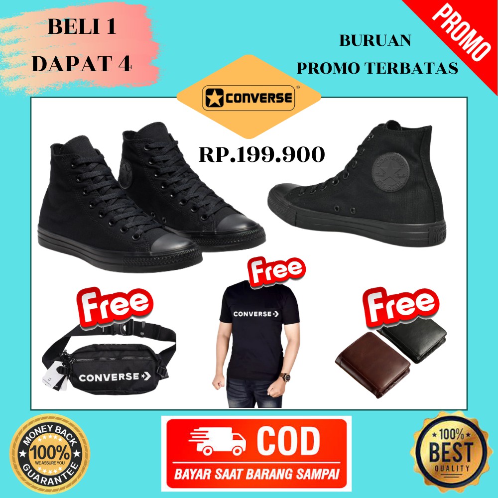 PROMO COD!!PAKET GANTENG BELI 1 DAPAT 4 BELI SEPATU DAPAT KAOS.WAISBAG.DAN DOMPET KEREN