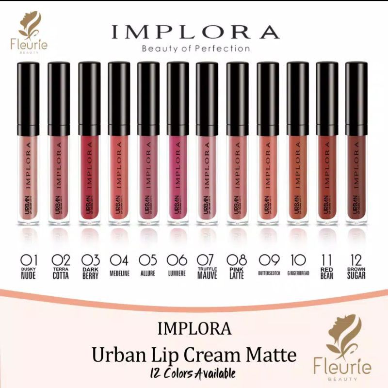 [COD] Implora Urban Lipcream Matte Original BPOM / Lipstick Implora / Lipcream Implora No 1-12