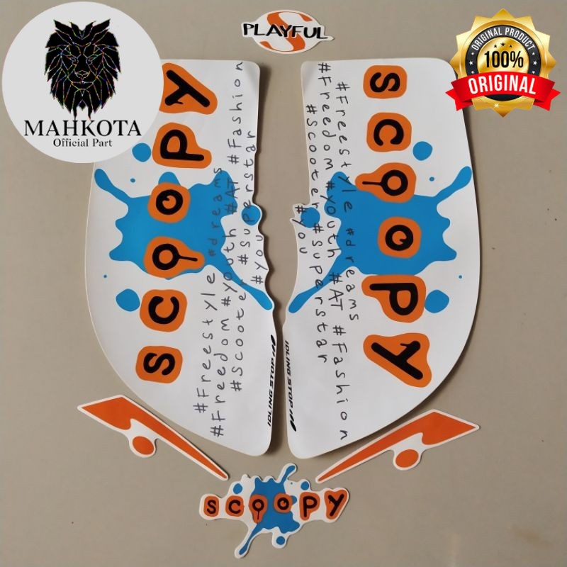 Original Asli Striping Stiker Polet list motor motor honda scoopy 2017 playful biru list body motor 