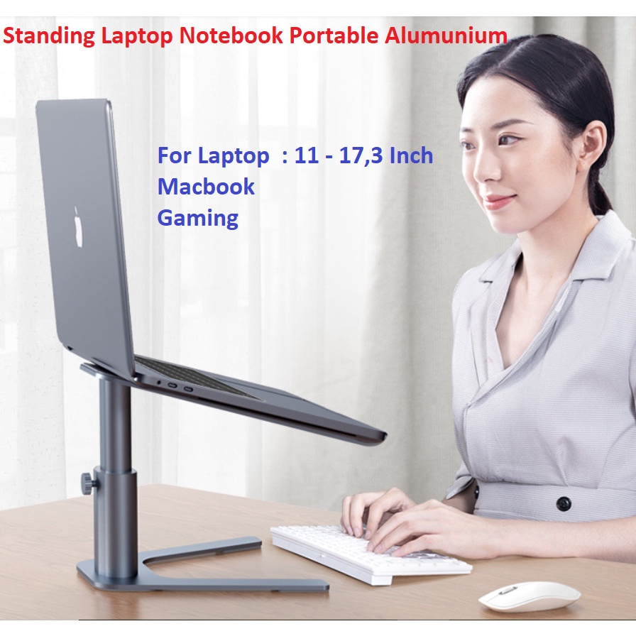 Standing Laptop Notebook Gaming Macbook Aluminium portable Kuat Kokoh