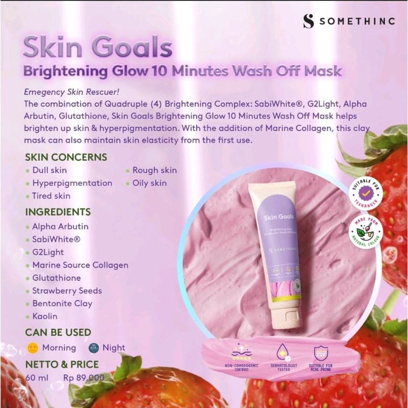 Somethinc Skin Goals Brightening Glow 10 Minutes Wash Off Mask | Mugwortella Charcoal Deep Pore Cleansing 10 Minutes Wash Off Mask