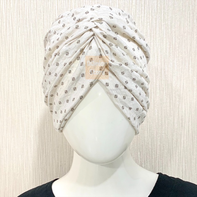 Turban Hijab Instan Instant QQinian Wanita Dewasa Fashion Muslim Motif Etnik Batik Hitam Grosir