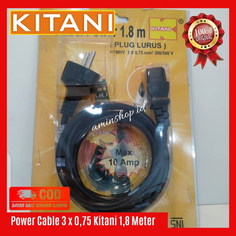 Kabel Power 3x0,75 Kitani1,5 Meter dan 1,8 Meter Kabel Power Laptop Cpu Komputer Kabel Kulkas Dll