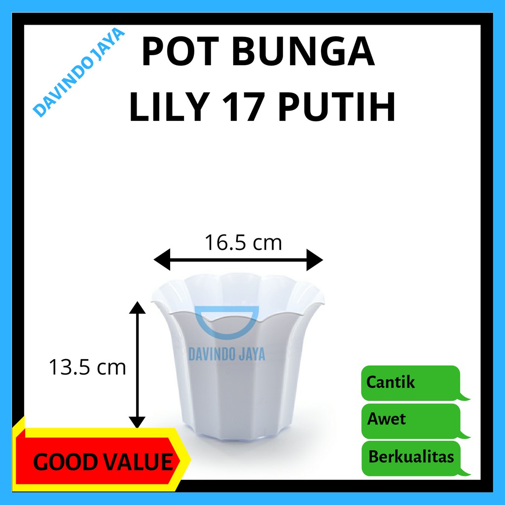 POT BUNGA LILY 17 - POT TANAMAN - POT PLASTIK - POT PUTIH - POT KECIL
