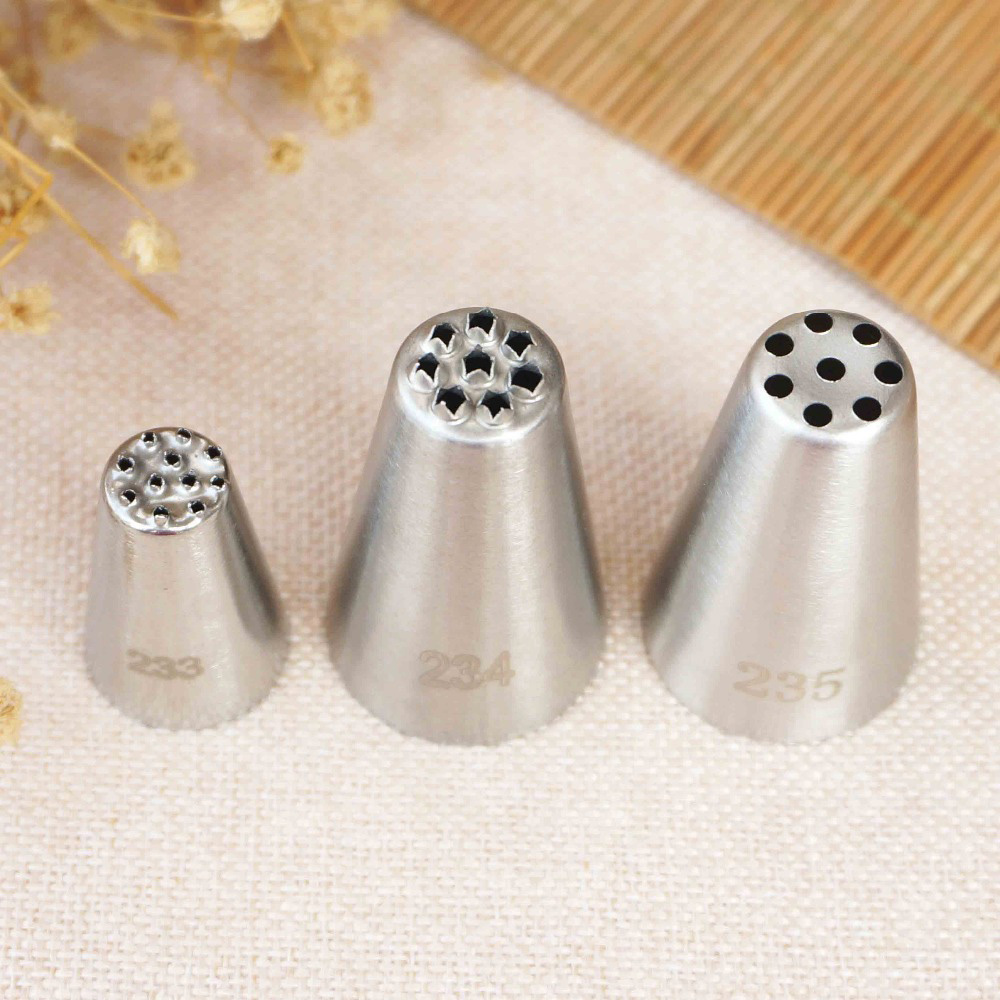 3pcs Spuit Piping Icing Bentuk Rumput Bahan Stainless Steel Aneka Warna Untuk Dekorasi Kue