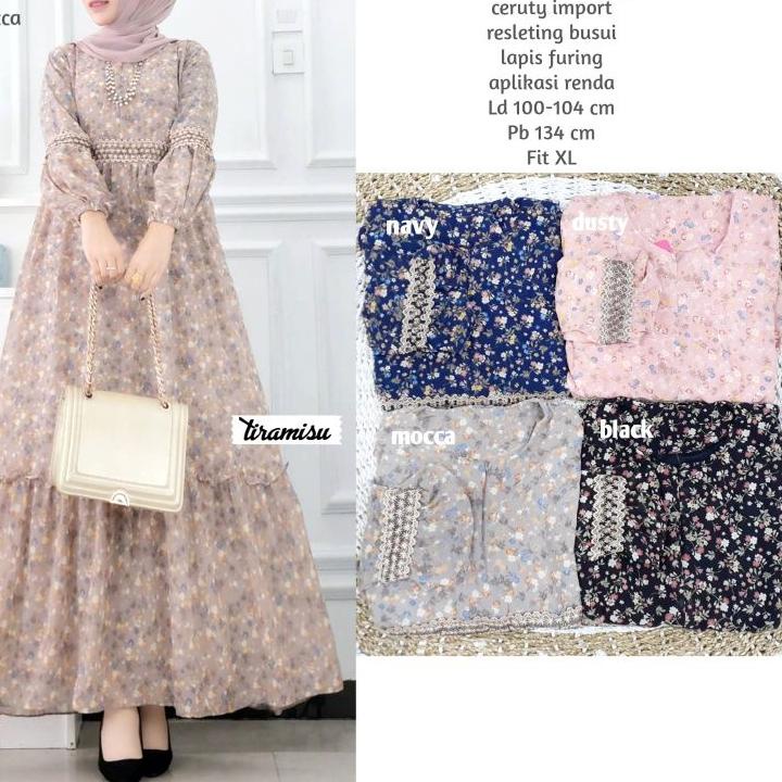 LANGSUNG KIRIM.. orlean maxi dress muslim gamis ceruty full furing gamis terbaru kekinian gamis komb