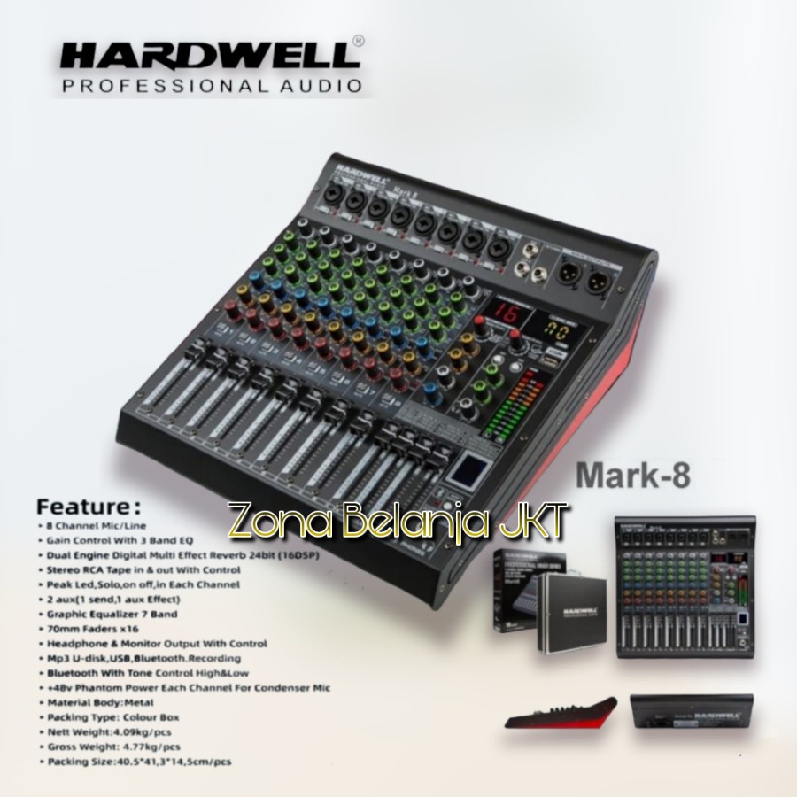 Mixer Audio HARDWELL MARK 8 8 Channel USB Bluetooth Recording Original Mixer audio 8 Channel