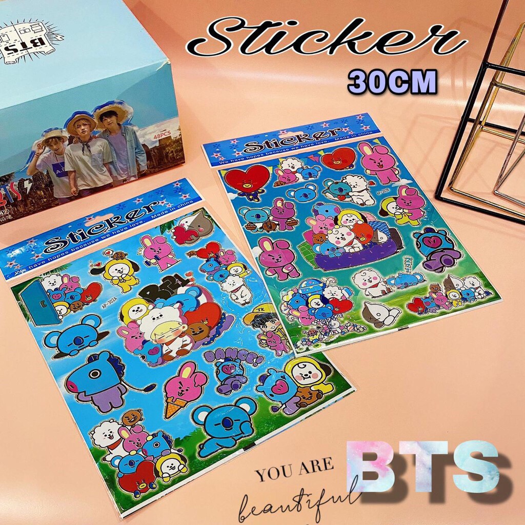 

OZZA Sticker BESAR Stiker BTS Bangtan Army BT21 Chimi Tata Rj Cooky Shoky Van Koya