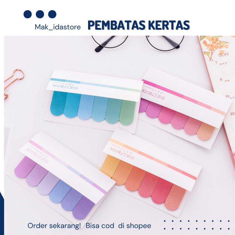 

PEMBATAS BUKU / PEMBATAS KERTAS MEMO STICK NOTES WARNA PASTEL