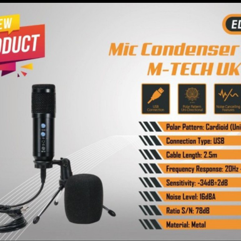 MIC Condenser USB M-TECH UK100 Microphone UK 100