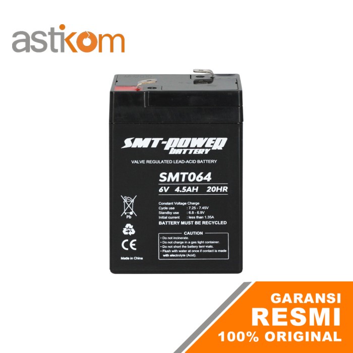 Power Battery Baterai UPS Samoto SMT064 6V 4,5AH Aki Kering