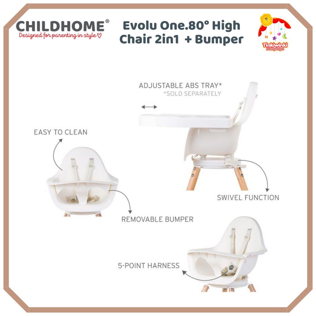 Childhome Evolu One.80° High Chair 2in1 + Bumper