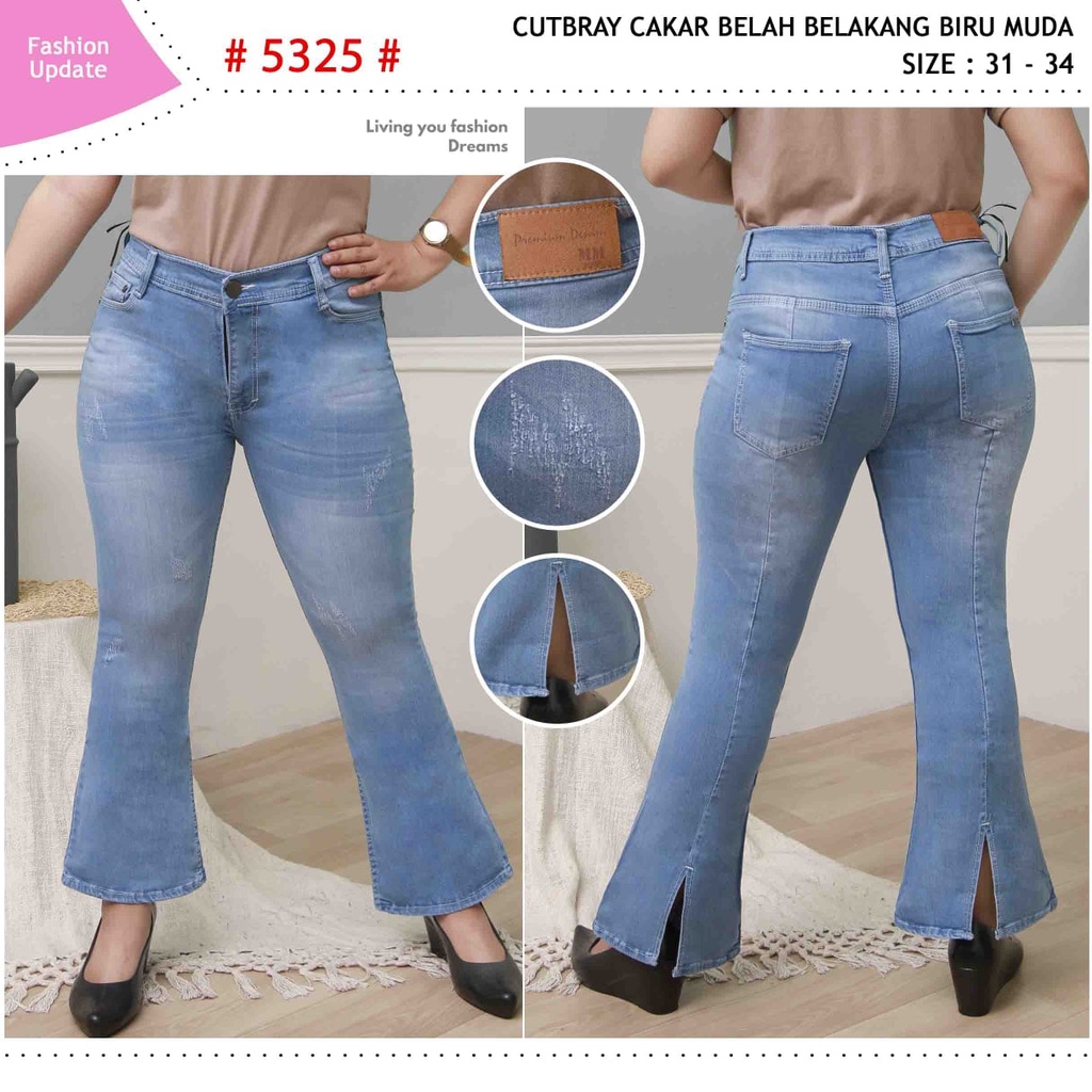 Celana Panjang Jeans Wanita Cutbray Belah Belakang 27-30 31-34 Bisa Bayar Ditempat(COD)