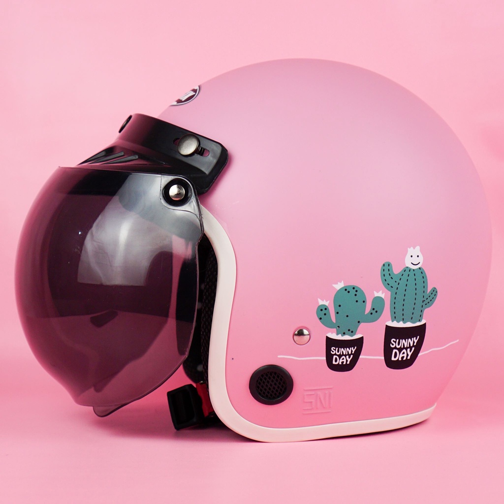 HELM BOGO WANITA AESTHETIC KEKINIAN SNI UNTUK PEREMPUAN DEWASA COD