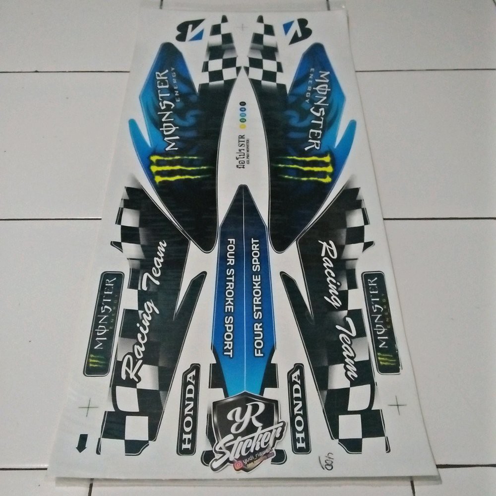 Stiker striping sticker lis variasi honda GL pro - GL max monster energy biru