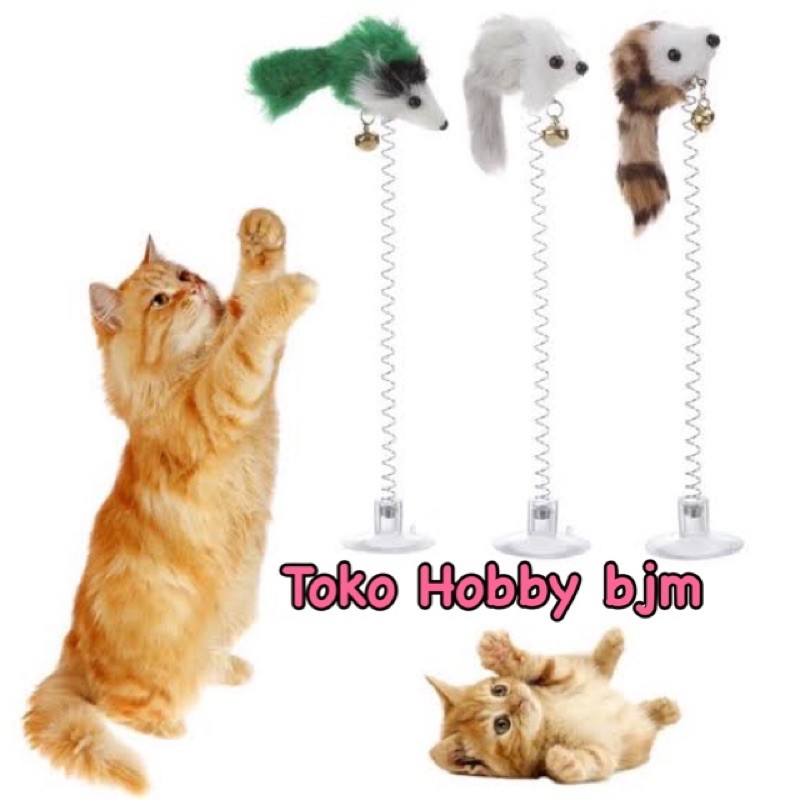 Mainan kucing spring rat per tikus kitten main boneka cat toys toy teaser play kiten adult dog hewan