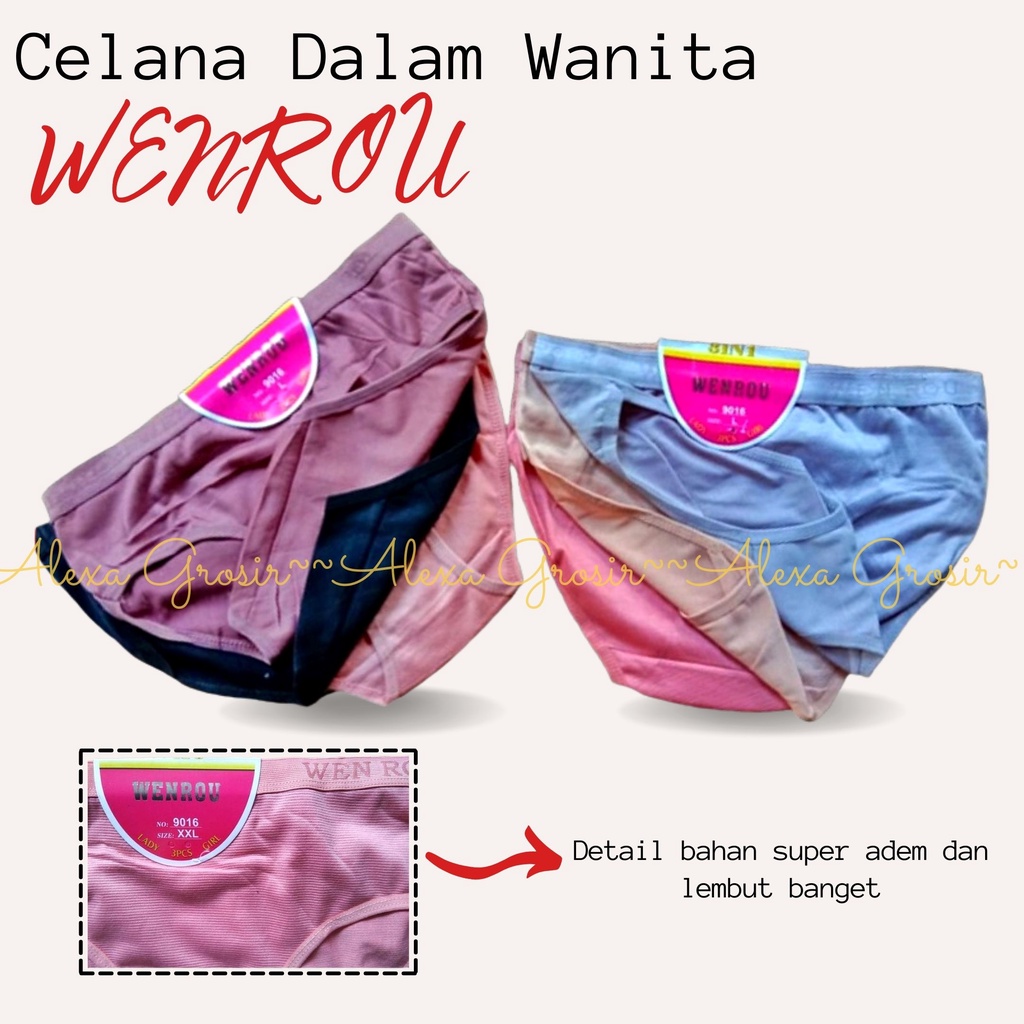 GROSIR 12 PCS Celana Dalam Wanita WENROU SALUR Import / CD Wanita import - SIZE L XL