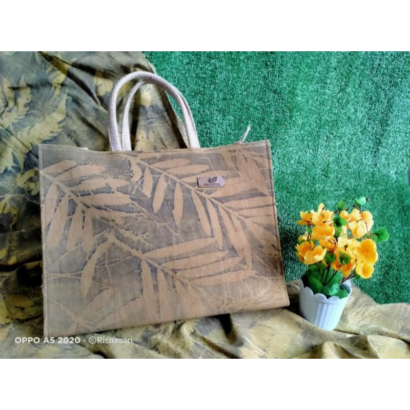 Tas Ecoprint corak daun Qiara payung