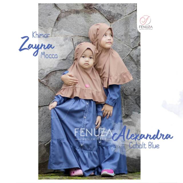 Gamis Anak Alexandra Kids Cobalt Blue Original Fenuza Couple Moms