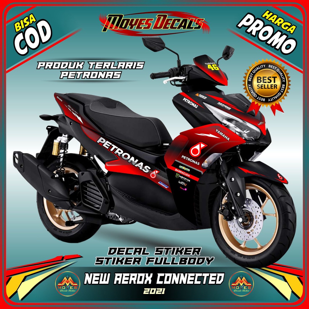 Decal stiker aerox 155 connected petronas merah - Decal stiker motor yamaha new aerox 155 connected