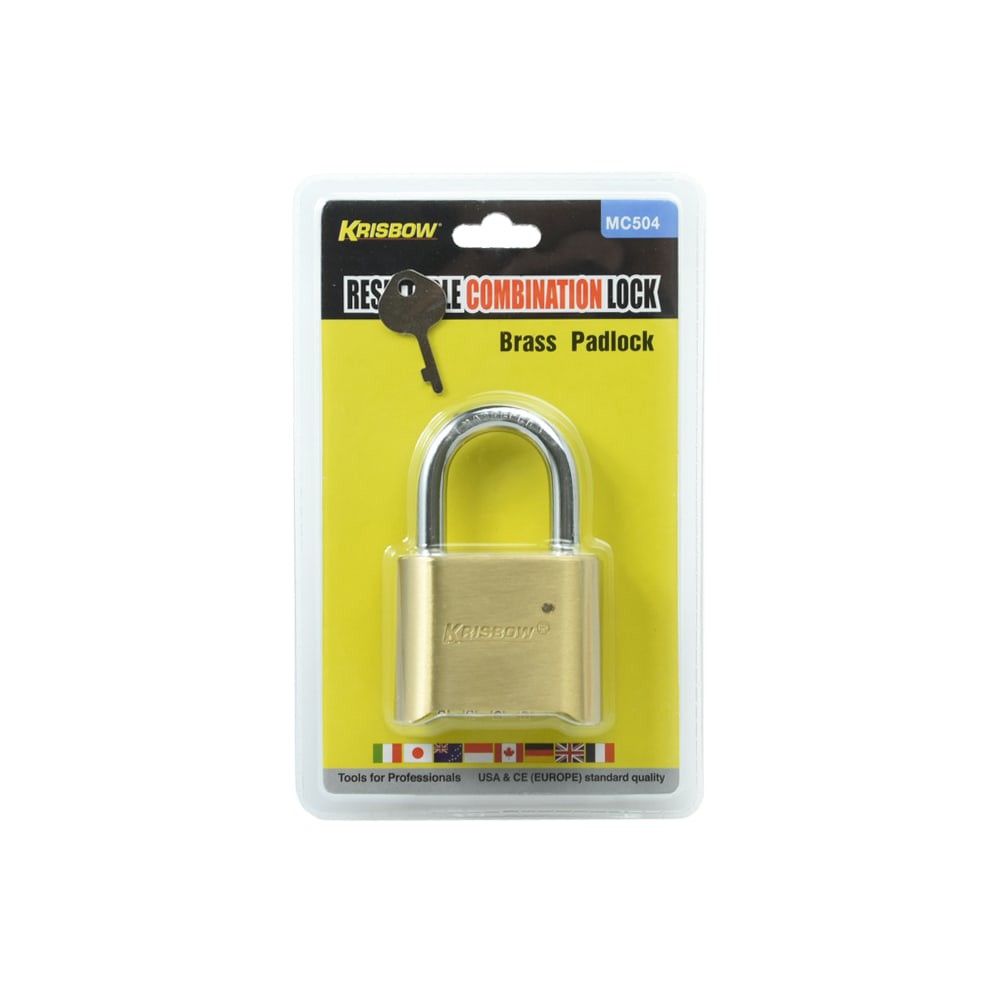 ACE KRISBOW - GEMBOK DENGAN KOMBINASI 4 ANGKA NOMOR MC504 / BRASS PADLOCK / GEMBOK KIOS RUKO TOKO WARUNG PAGAR RUMAH PINTU