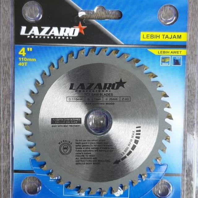 Circular Saw Blade LAZARO 4 inch x 40T TCT Mata Circle Piringan Gergaji Potong Bulat