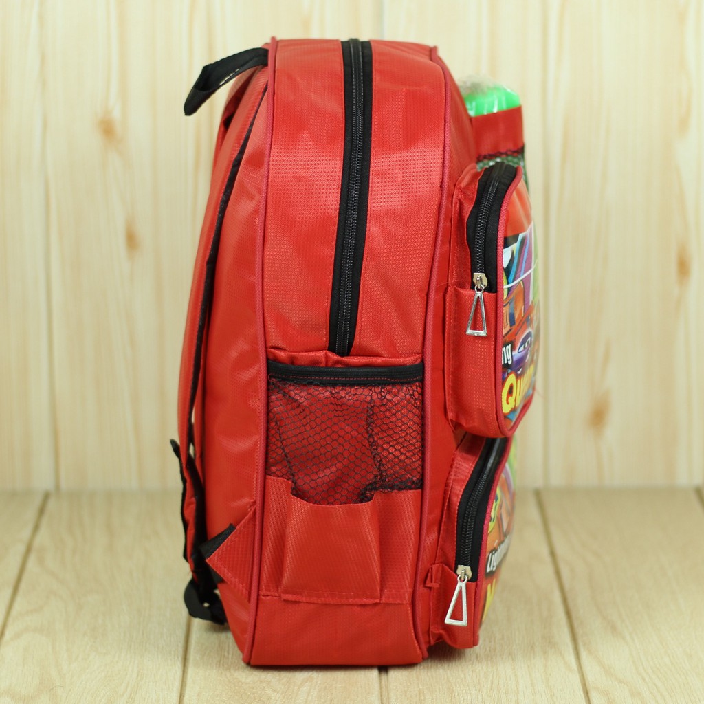 ( BONUS BOTOL MINUM ) Tas Ransel Anak Cowok Tas Sekolah Karakter Cars Merah Back Pack Fashion Kids