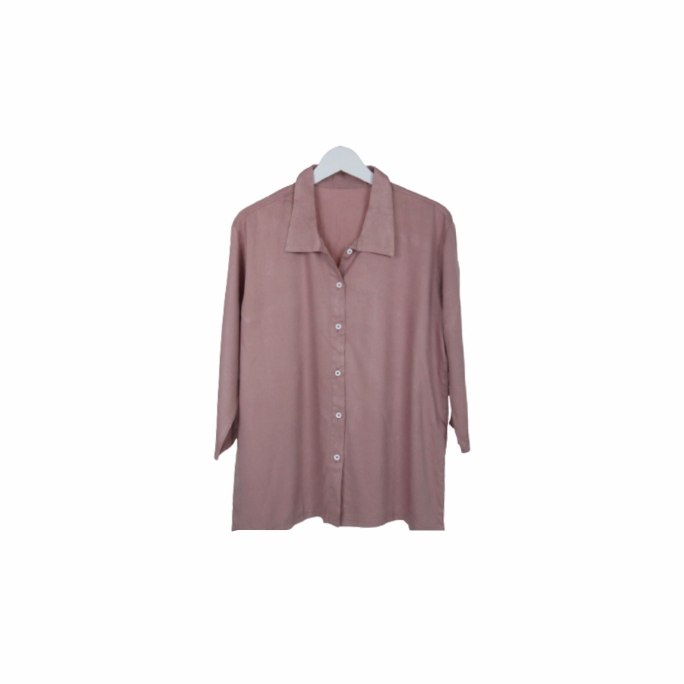 BLOUSE WANITA POLOS LENGAN PANJANG KATUN RAYON ORGANIK 7/8 ATASAN BLOUSE ALLSIZE-Blouse Rose Gold