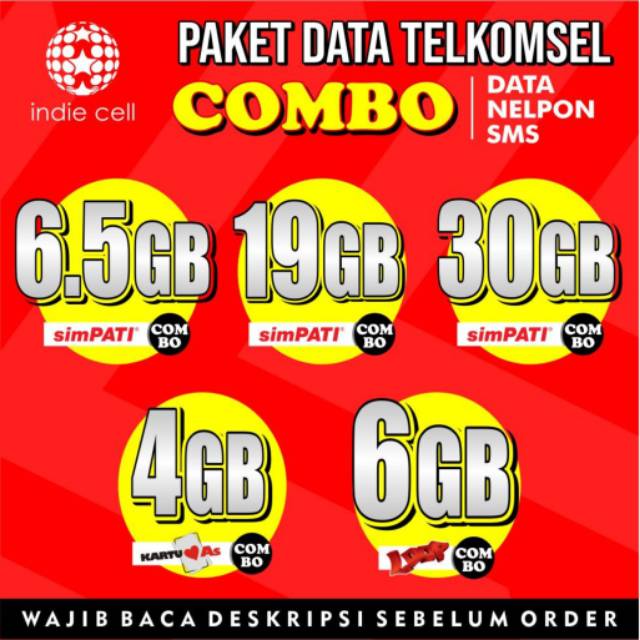 PAKET DATA TELKOMSEL COMBO - SIMPATI 6,5GB-19GB-30GB / AS 4GB / LOOP 6GB 24 JAM 30 HARI