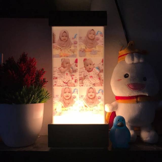 ASTONE Lampu Kado Lampu Kolase Led Hadiah Ulang Tahun pernikahan Ultah Lampu tidur Custom Foto / Tul
