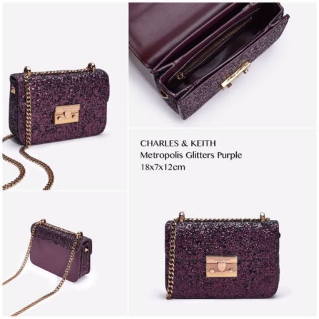 TAS CHARLES KEITH GLITTER HANDBAG ORIGINAL