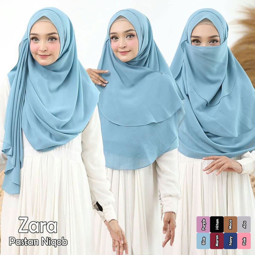 Best Seller!! Jilbab Instan Hijab Instant Pastan Niqob Zara Pastan Niqab 3 in 1 Ceruty Babydoll-6