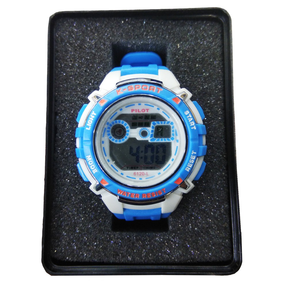 Pilot 6120L - Jam Tangan Anak Anti Air Pria Wanita - Digital Quartz - Tali Karet Lembut - Original