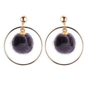 Anting Korea Stud Bulat Pompom Import