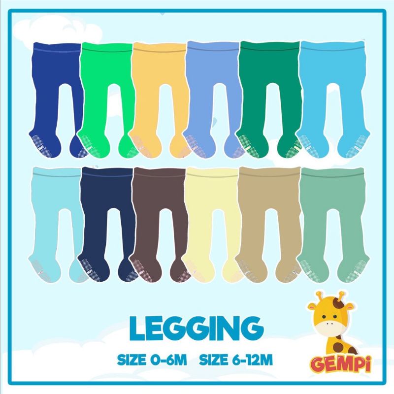 GEMPI Legging Bayi Anti Slip Kaki Tertutup Polos Warna Boy / Cowok