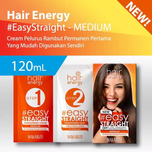 ⭐BAGUS⭐ MAKARIZO HAIR ENERGY EASY STRAIGHT 80 / 120 ML / MAKARIZO CREAM PELURUS RAMBUT