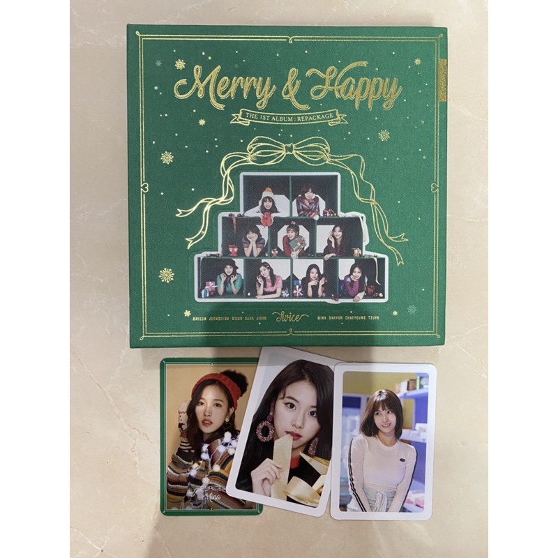 Album Twice Merry and Happy w/ chaeyoung, momo, mina pc and jeongyeon cd