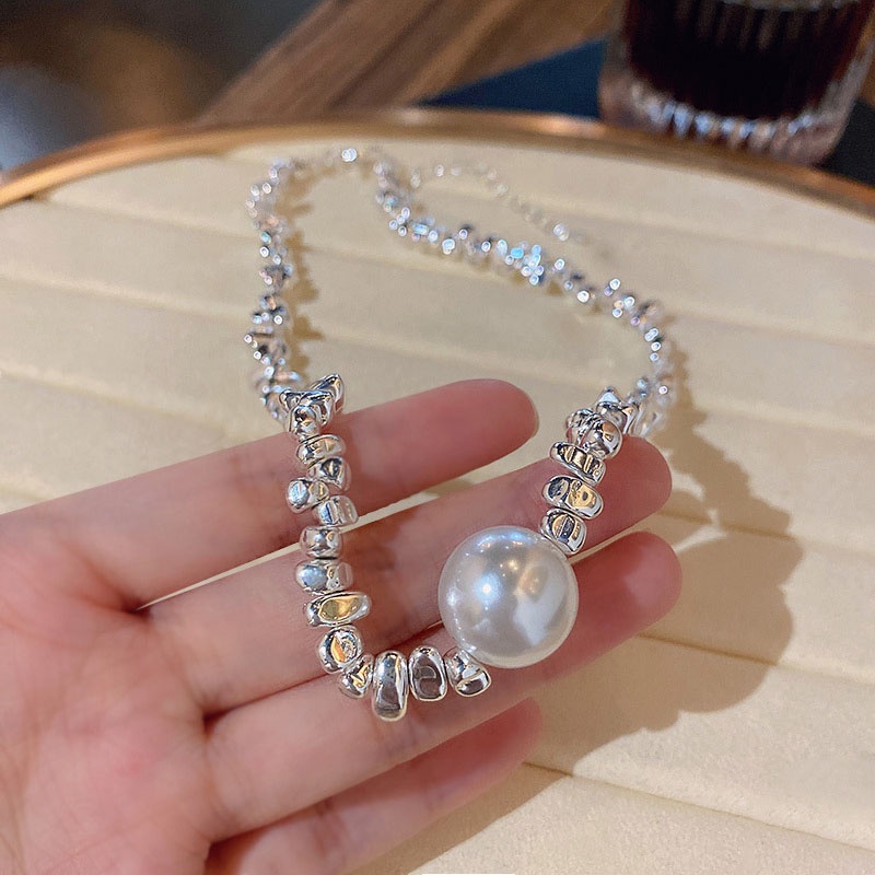 Gelang Kalung Mutiara Tidak Teratur Warna silver Untuk Wanita