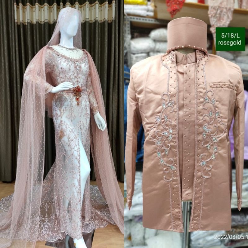 CAUPLE  GAUN PENGANTEN DRESS DAN JAS SONGKET/|GAUN  DRESS COUPLE GAUN PENGANTEN MUSLIMAH/GAUN PENGANTIN MODREN