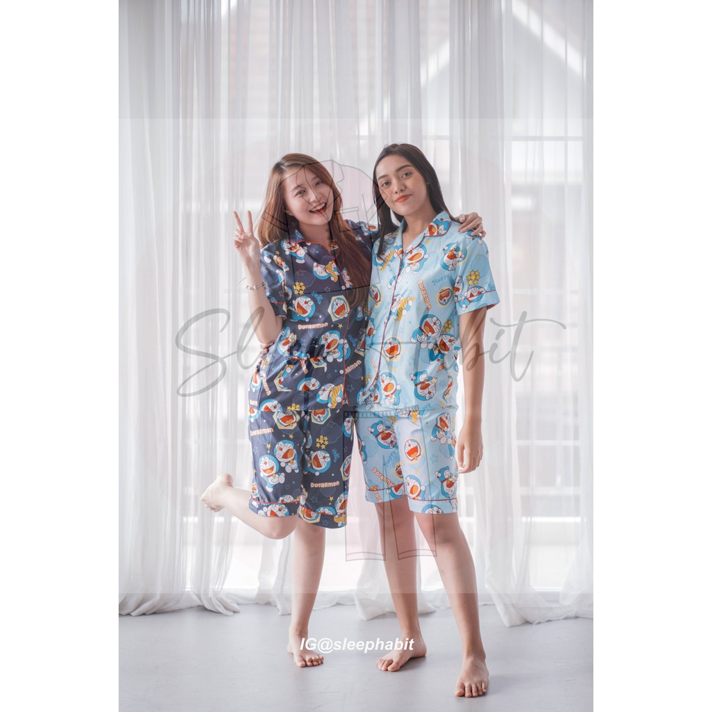PIYAMA KATUN JEPANG 3/4 MOTIF DORAEMON 2.0