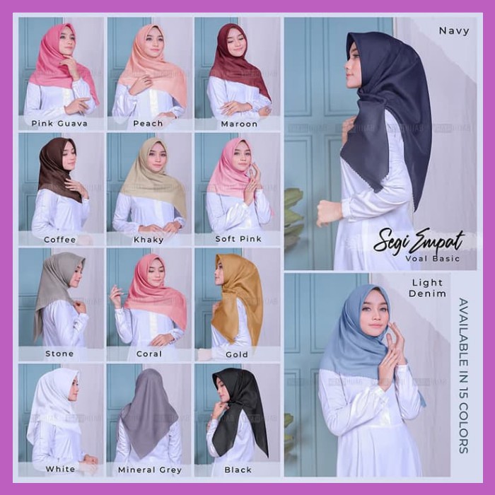 Jual SEGIEMPAT VOAL BASIC 110x110 Cutting Hijab Jilbab Kerudung Segi