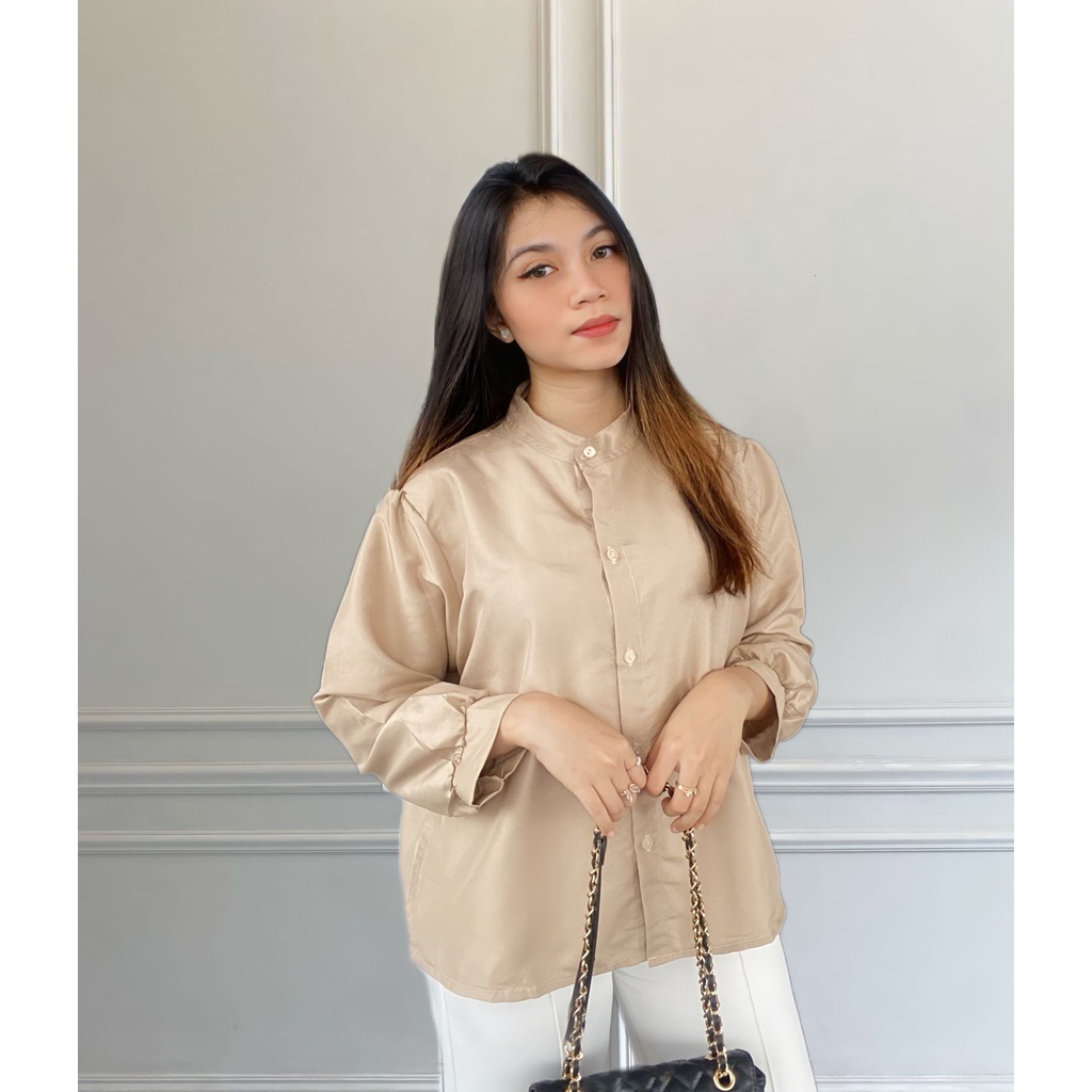 RD FASHION MSMO River Blouse Longsleeve / Blouse Wanita / Kemeja Crinkle / Kemeja Lengan Panjang