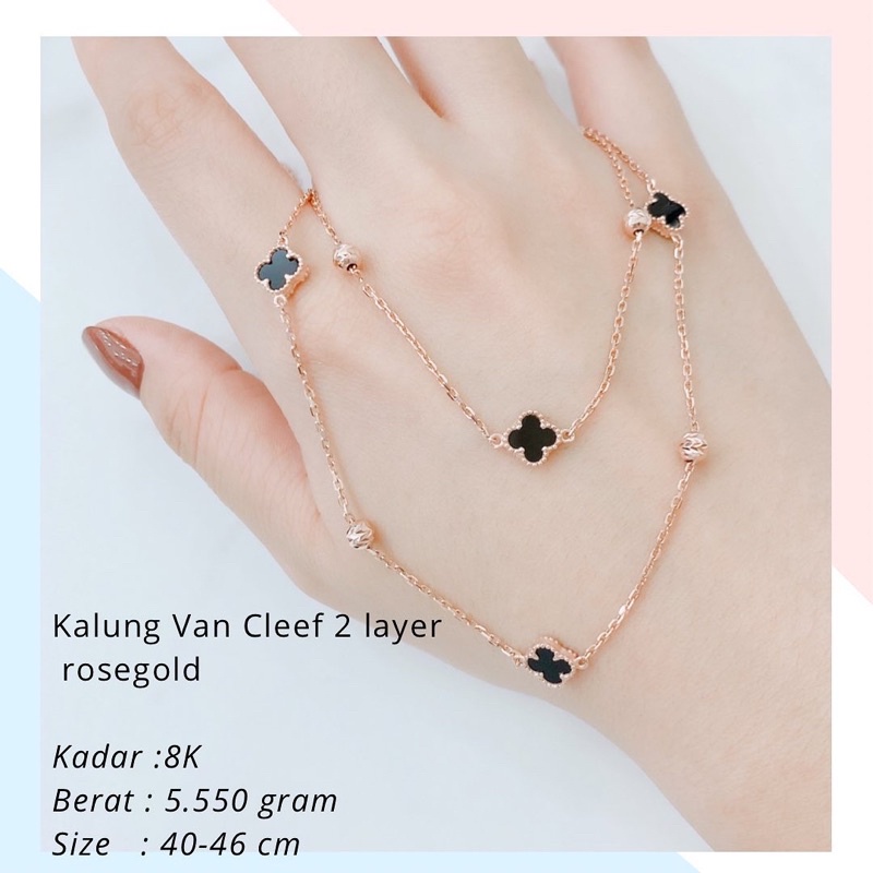 Kalung Emas Vancleef Van Cleef 2 Layer Rosegold 5.550 Gr