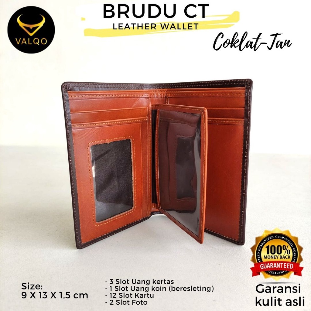 [VALQO] Dompet BRUDU CT kulit sapi Pria Cowok Kartu Laki Berdiri 3/4