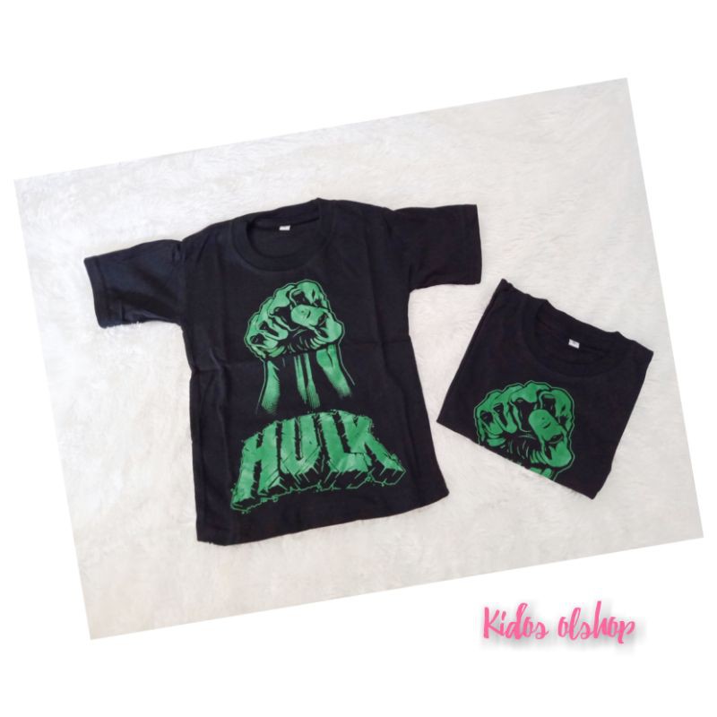 atasan kaos anak laki laki motif HULK 1-8 tahun warna hitam