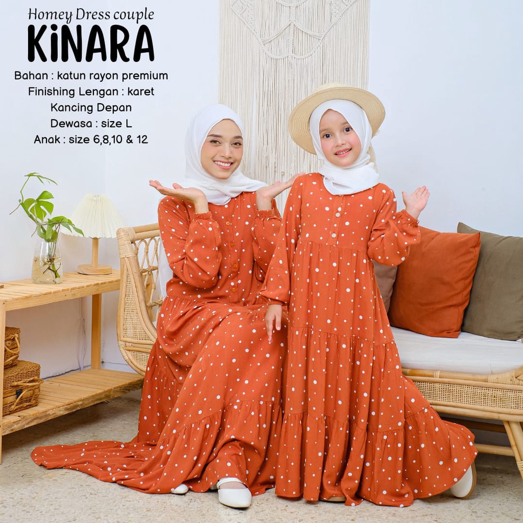 NEW Homey Dress KINARA Couple_Gamis Dewasa Jumbo_Gamis Couple Ibu & Anak_Gamis Rayon_Dress Rayon_Bah