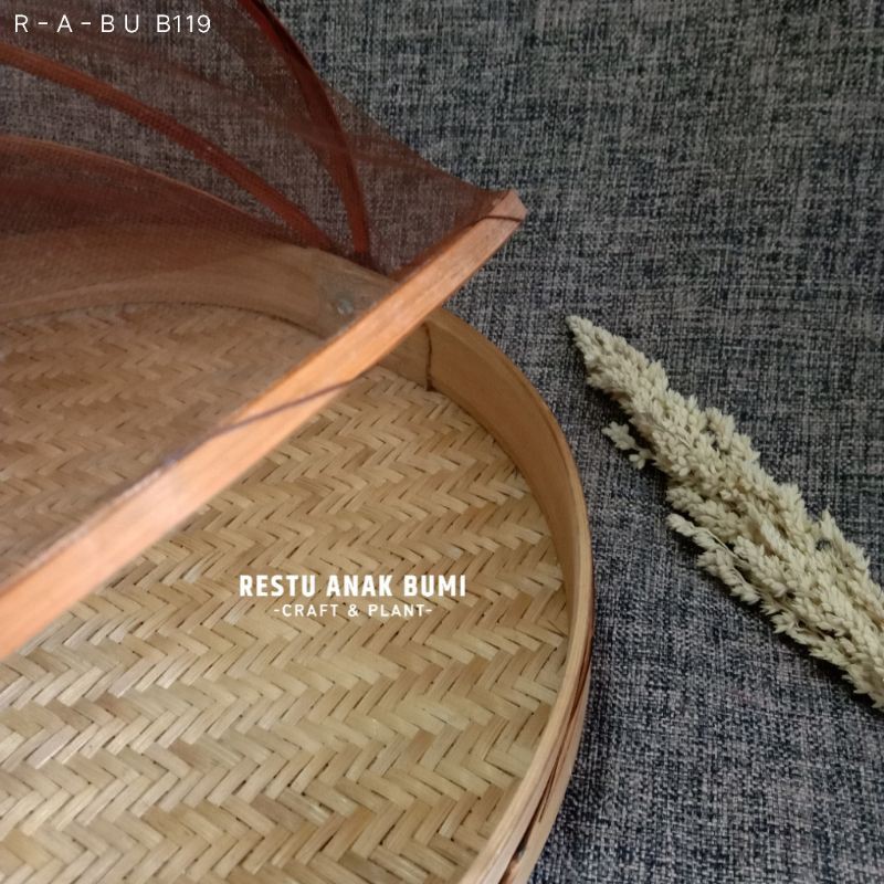 Promo (B119) Tudung Saji Bambu Bulat Datar 35cm|Wadah Snack|Tempat Kue|Wadah Kue|Hantaran|Seserahan|